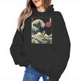 Boston Terrier Japanese Kanagawa Wave Surf Dog Women's Hoodie, trending gift