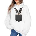 Boston Terrier Dog Puppy Dog In Pocket Cute Pet Lover Women's Hoodie, trending gift