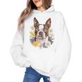 Floral Boston Terrier Women's Hoodie, trending gift