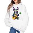 Hawaiian Boston Terrier & Pineapple Ukulele Summer Vacation Women's Hoodie, trending gift