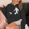 Bigfoot Walking With Bull Terrier Dog Women's Hoodie, funny design