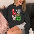 Boston Terrier Christmas Tree Lights Santa Dog Xmas For Men Women Kids Women's Hoodie, Boston Terrier Christmas Gifts, funny design