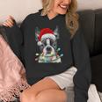 Boston Terrier Dog Santa Christmas Tree Lights Xmas Women's Hoodie, Boston Terrier Christmas Gifts, funny design