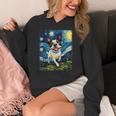 Boston Terrier Dog Starry Night Painting Women's Hoodie, funny design