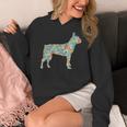 Boston Terrier Flower Silhouette Floral Dog Men Women Girls Kids Women's Hoodie, funny design