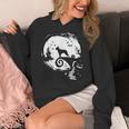 Boston Terrier And Moon Halloween Costume Dog Lover Women's Hoodie, Boston Terrier Halloween Gifts, funny design