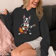 Boston Terrier Playing Guitar Boston Terrier Women's Hoodie, funny design