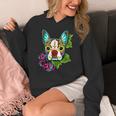 Boston Terrier In Red Day Of The Dead Sugar Skull Dog Women's Hoodie, funny design