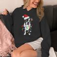 Boston Terrier Santa Christmas Lights Xmas Dog Lover Men Women Kids Women's Hoodie, Boston Terrier Christmas Gifts, funny design