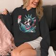 Boston Terrier Selfie Statue Of Liberty 4th Of July American Women's Hoodie, American Boston Terrier Gifts, Boston Terrier 4th Of July Gifts, funny design