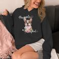 Brown Boston Terrier With Flowers And Feathers Women's Hoodie, funny design