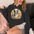 Cute Boston Terrier Spring Flower Garden Colorful Puppy Dog Women's Hoodie, funny design