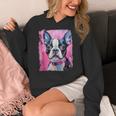 Dog Pink Boston Terrier Women's Hoodie, funny design