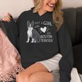 Just A Girl Who Loves Her Boston Terrier Puppy Love Women's Hoodie, funny design