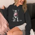 Vintage Boston Terrier Blowing Bubble Gum American Gentleman Women's Hoodie, American Boston Terrier Gifts, funny design