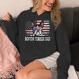 Vintage Boston Terrier Dad American Flag Father's Day Women's Hoodie, Couple Gifts, Boston Terrier Dad Gifts, American Boston Terrier Gifts, funny design