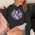 Watercolor Floral Boston Terrier Mama Dog Lover Mother's Day Women's Hoodie, funny design