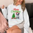Boston Terrier Christmas Tree Lights Xmas Dog Lover Women's Hoodie, Boston Terrier Christmas Gifts, funny design