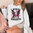 Boston Terrier Heart Glasses Girls Bostie Valentines Day Women's Hoodie, funny design