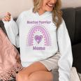 Boston Terrier Mama Cute Rainbow Paw Heart Shape Women's Hoodie, funny design