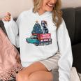 Boston Terrier Merry Christmas Tree Truck Santa Dog X-Mas Women's Hoodie, Boston Terrier Christmas Gifts, funny design