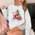 Santa Ugly Christmas Tree Lights Boston Terrier Dog Lover Women's Hoodie, Boston Terrier Christmas Gifts, funny design