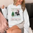 Xmas Tree Lighting Santa Riding Boston Terrier Christmas Women's Hoodie, Boston Terrier Christmas Gifts, Boston Terrier Riding Gifts, funny design