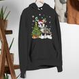 Boston Terrier Christmas Tree Lights Santa Hat Women's Hoodie, Boston Terrier Christmas Hoodies, funny gift