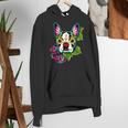 Boston Terrier In Day Of The Dead Sugar Skull Dog Women's Hoodie, funny gift