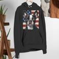 Boston Terrier Dog American Flag 4th Of July Patriotic Puppy Women's Hoodie, Patriotic Boston Terrier Hoodies, American Boston Terrier Hoodies, Boston Terrier 4th Of July Hoodies, funny gift