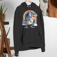 Boston Terrier Riding Dinosaur T-Rex Boys Kids Rainbow Women's Hoodie, Boston Terrier Riding Hoodies, funny gift