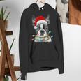 Boston Terrier Santa Christmas Tree Lights Xmas Boys Men Dog Women's Hoodie, Boston Terrier Christmas Hoodies, funny gift