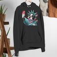 Boston Terrier Selfie Statue Of Liberty 4th Of July American Women's Hoodie, American Boston Terrier Hoodies, Boston Terrier 4th Of July Hoodies, funny gift