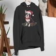 Cute Boston Terrier Dog Christmas Merry X-Mas Graphic Women's Hoodie, Boston Terrier Christmas Hoodies, funny gift