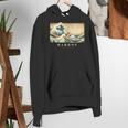 Surfing Boston Terrier Kanagawa Wave Japanese Dog For Men Women Kids Women's Hoodie, funny gift