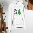 Boston Terrier Santa Hat Dabbing Around The Christmas Tree Women's Hoodie, Boston Terrier Christmas Hoodies, funny gift