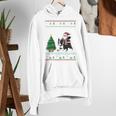 Ugly Christmas Tree Lights Xmas Santa Riding Boston Terrier Women's Hoodie, Boston Terrier Riding Hoodies, Boston Terrier Christmas Hoodies, funny gift