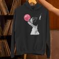 Boston Terrier Dog Blowing Chewing Bubble Gum Pink Women's Hoodie, gift for family, gift for coworker