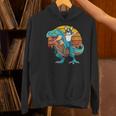 Boston Terrier Dog Riding Dinosaur T Rex Boys Women's Hoodie, Boston Terrier Riding Hoodies, gift for family, gift for coworker