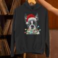 Boston Terrier Dog Santa Christmas Tree Lights Xmas Women's Hoodie, Boston Terrier Christmas Hoodies, gift for family, gift for coworker