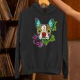 Boston Terrier In Red Day Of The Dead Sugar Skull Dog Women's Hoodie, gift for family, gift for coworker