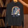 Boston Terrier Riding Dinosaur T-Rex Boys Kids Rainbow Women's Hoodie, Boston Terrier Riding Hoodies, gift for family, gift for coworker