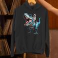 Boston Terrier Riding T-Rex Dinosaur Dog Lover Women's Hoodie, Boston Terrier Riding Hoodies, gift for family, gift for coworker