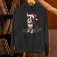 Cute Boston Terrier Dog Christmas Merry X-Mas Graphic Women's Hoodie, Boston Terrier Christmas Hoodies, gift for family, gift for coworker