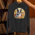 Cute Boston Terrier Spring Flower Garden Colorful Puppy Dog Women's Hoodie, gift for family, gift for coworker
