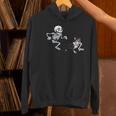 Skeleton Chasing Dog Boston Terrier Halloween Pet Lover Women's Hoodie, Boston Terrier Halloween Hoodies, gift for family, gift for coworker