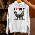 Boston Terrier I Heart My Dog Dog Lover Women's Hoodie, gift for family, gift for coworker