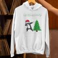 Boston Terrier Santa Hat Dabbing Around The Christmas Tree Women's Hoodie, Boston Terrier Christmas Hoodies, gift for family, gift for coworker