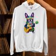 Hawaiian Boston Terrier & Pineapple Ukulele Summer Vacation Women's Hoodie, gift for family, gift for coworker
