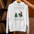 Ugly Christmas Tree Lights Xmas Santa Riding Boston Terrier Women's Hoodie, Boston Terrier Riding Hoodies, Boston Terrier Christmas Hoodies, gift for family, gift for coworker